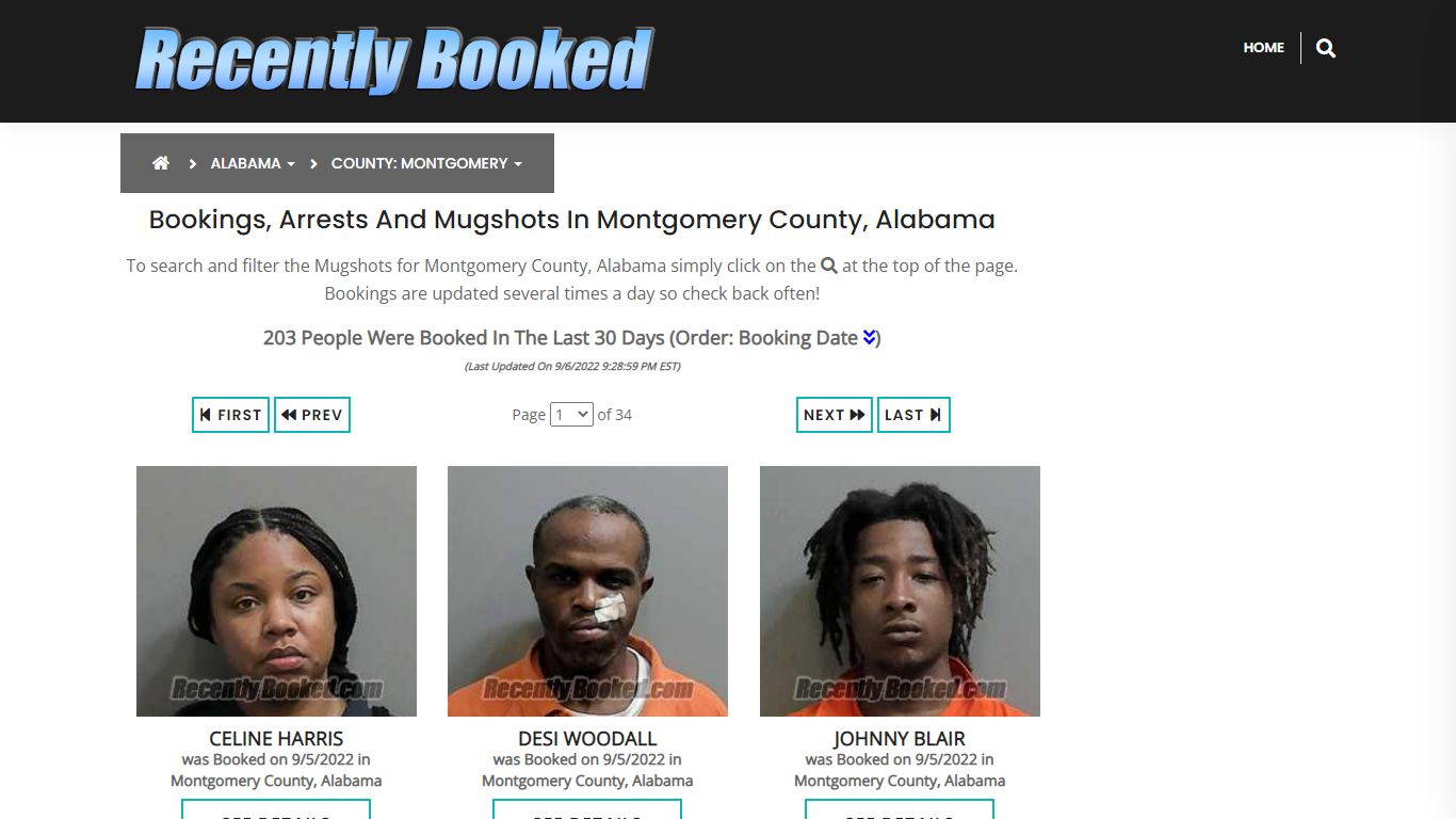 Bookings, Arrests and Mugshots in Montgomery County, Alabama