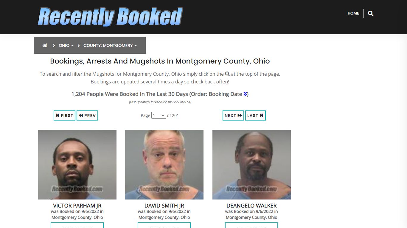 Bookings, Arrests and Mugshots in Montgomery County, Ohio